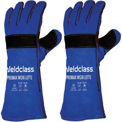 2x Left hand leather welding gloves welclass